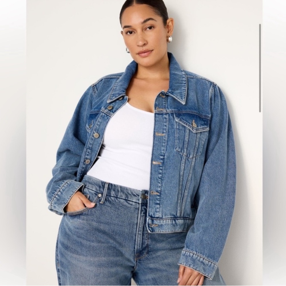 Good American Committed To Fit Denim Jacket Medium Wash Size XL